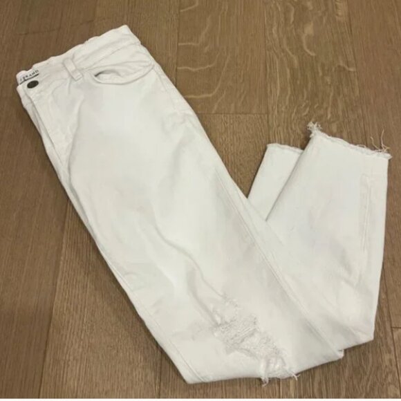 J BRAND White Cropped Distressed Ripped Jeans Size 28 - Picture 4 of 6